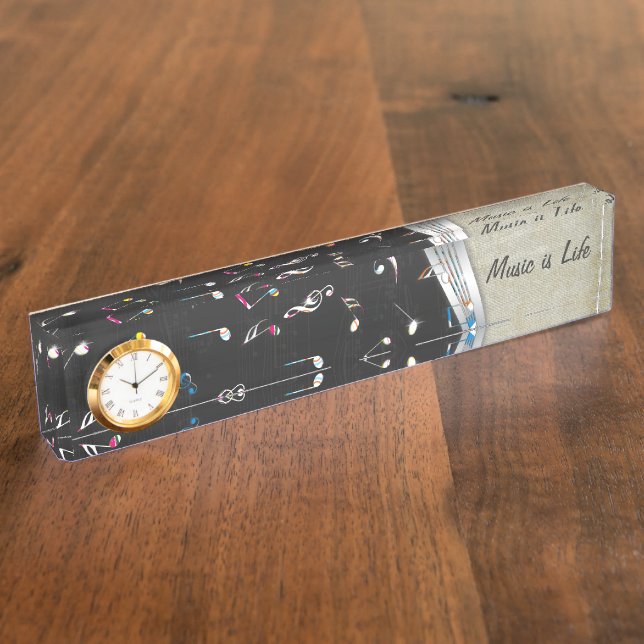 Awesome cool "Music is Life" colourful music notes Name Plate (Side)