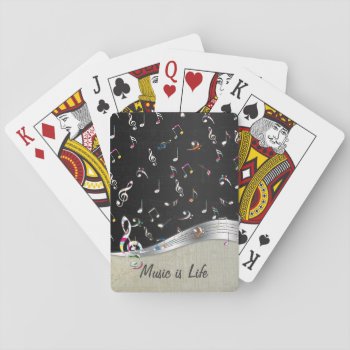 Awesome Cool "music Is Life" Colourful Music Notes Playing Cards by InovArtS at Zazzle