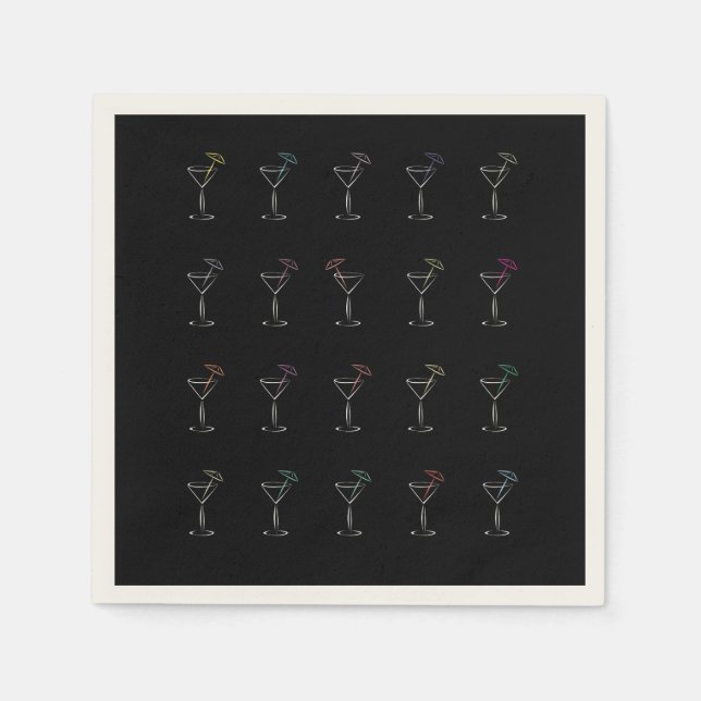 Awesome Cool Neon Martini Glasses Napkins (Front)