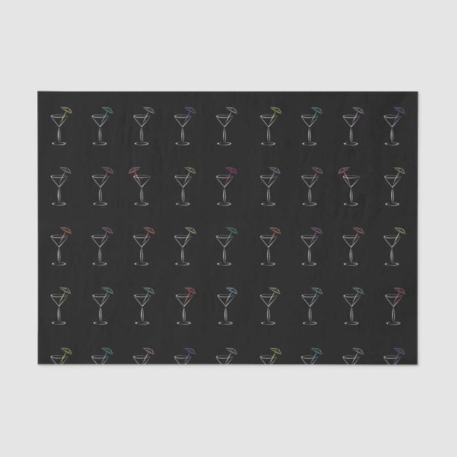 Awesome Cool Neon Martini Glasses Tissue Paper (Front)