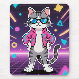 Awesome Cool Retro Gamer Cat Mouse Pad