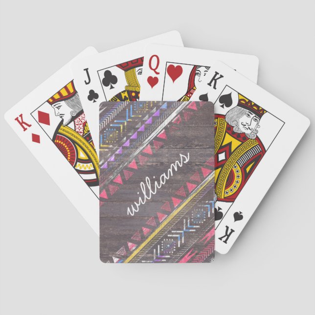 Awesome Cool trendy Aztec tribal Andes wood Poker Cards (Back)