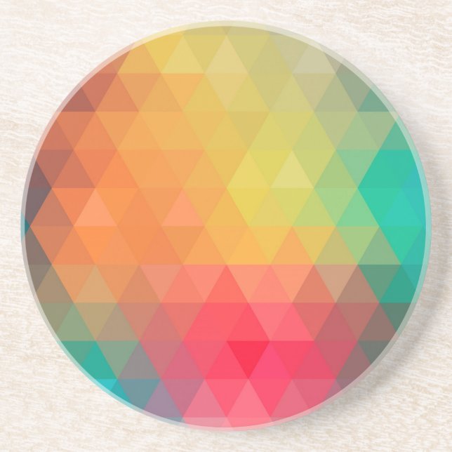 Awesome cool trendy colourful triangles pattern coaster (Front)