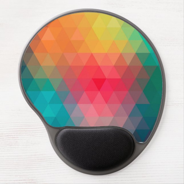 Awesome cool trendy colourful triangles pattern gel mouse pad (Front)