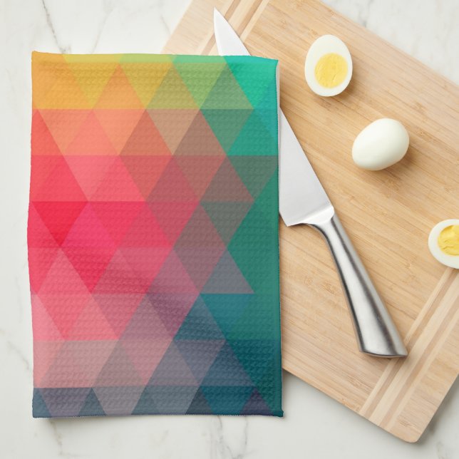 Awesome cool trendy colourful triangles pattern kitchen towel (Quarter Fold)