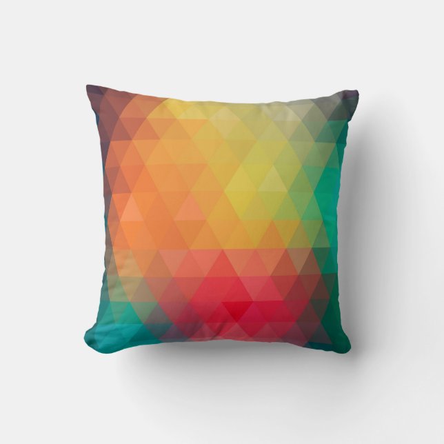 Awesome cool trendy colourful triangles pattern throw pillow (Front)