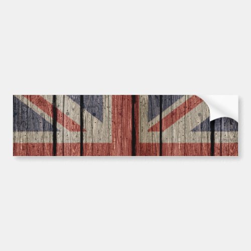 Awesome cool trendy old wood grunge Uk flag Bumper Sticker