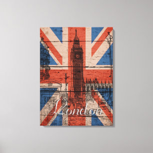 Awesome cool trendy old wood grunge U.k. Flag Canvas Print