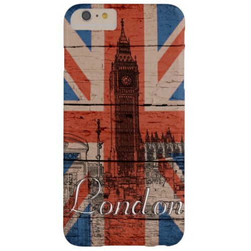 Awesome cool trendy old wood grunge Uk flag Barely There iPhone 6 Plus Case