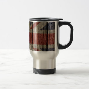 Awesome cool trendy old wood grunge U.k. flag Travel Mug