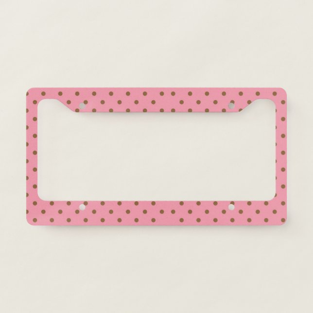 Awesome Cool Trendy  Pink With Black Dots License Plate Frame (Front)