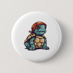 Awesome Cool Turtle Adorable Animal Graphic Button