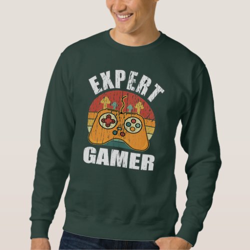 Awesome Cool Video Game Player Distressed Expert Sweatshirt