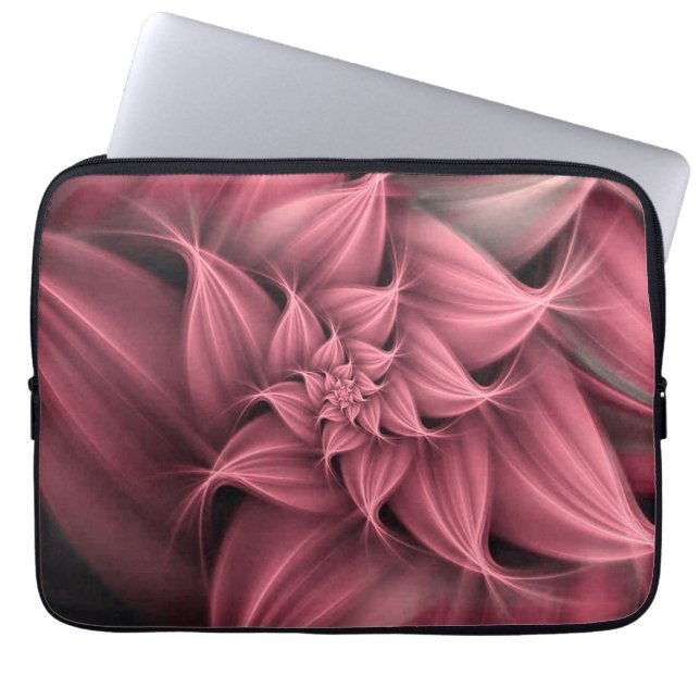 Awesome Coral Pink Flower Fractal  Laptop Sleeve (Front)