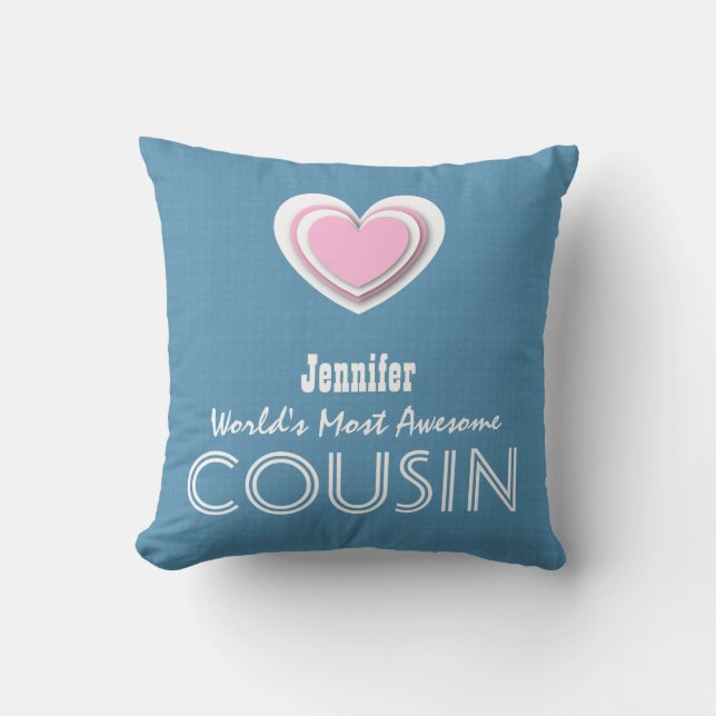 Awesome COUSIN Pastel Blue Pink Star and Name A04V Throw Pillow (Front)