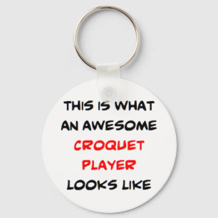 awesome croquet player keychain