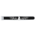 Awesome crow and flowers silver finish tie bar