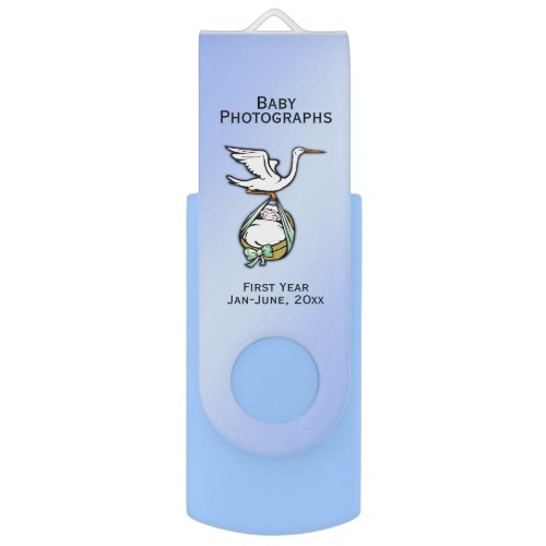 Awesome Custom Baby Photo  Info Keeper in Blue Flash Drive