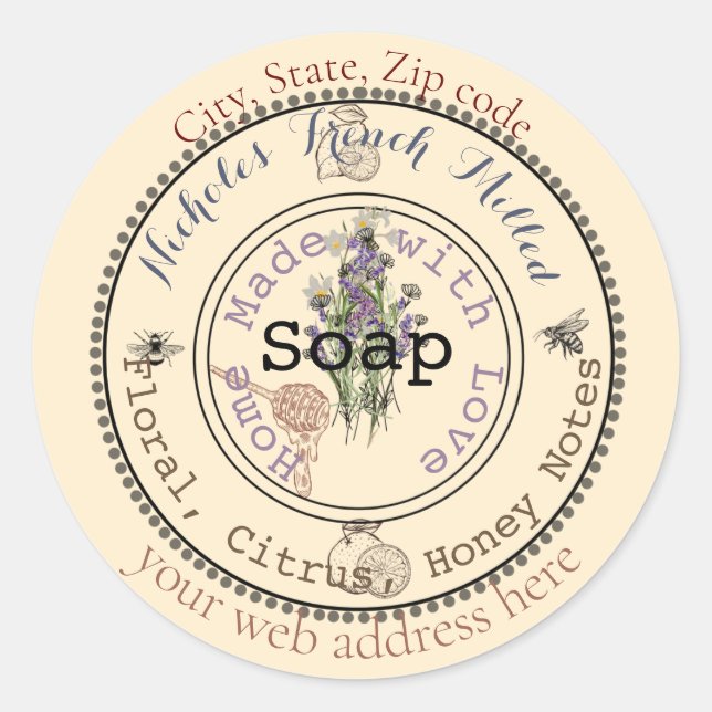 awesome customizable soap  classic round sticker (Front)