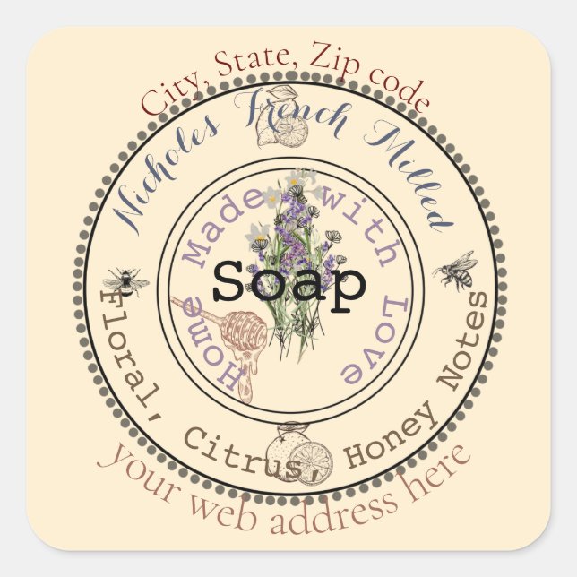 awesome customizable soap  square sticker (Front)