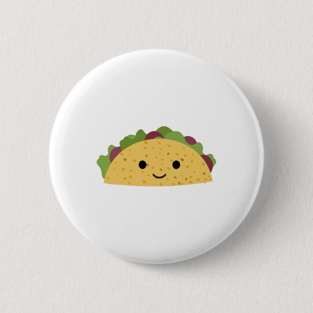 Awesome Cute Cartoon Kawaii Smiling Taco Button (Front)