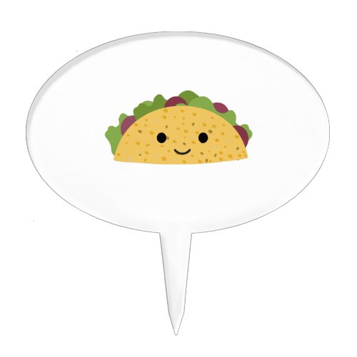 Awesome Cute Cartoon Kawaii Smiling Taco Cake Topper