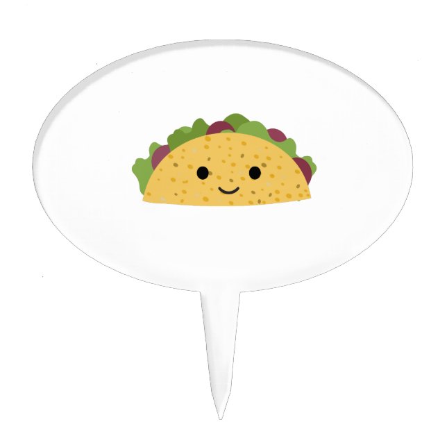 Awesome Cute Cartoon Kawaii Smiling Taco Cake Topper (Front)