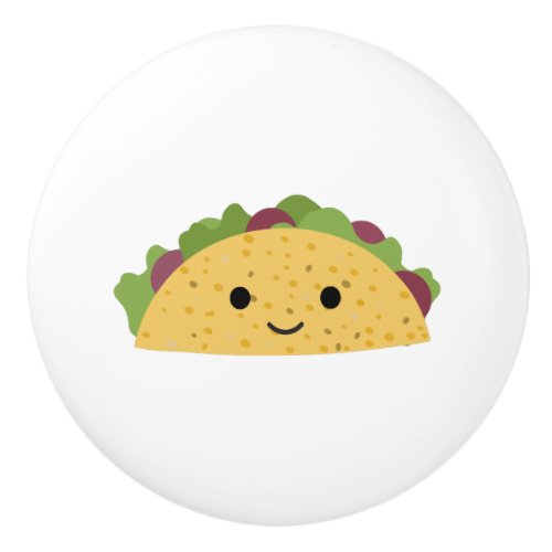 Awesome Cute Cartoon Kawaii Smiling Taco Ceramic Knob