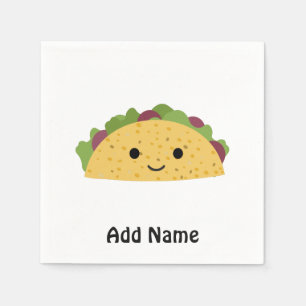 Awesome Cute Cartoon Kawaii Smiling Taco Napkins