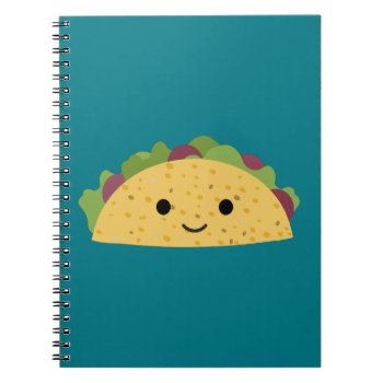 Awesome Cute Cartoon Kawaii Smiling Taco Notebook by Egg_Tooth at Zazzle