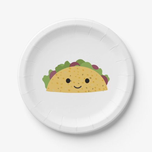Awesome Cute Cartoon Kawaii Smiling Taco Paper Plates