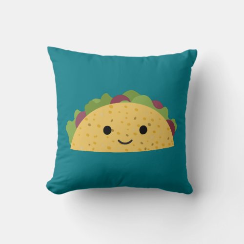 Awesome Cute Cartoon Kawaii Smiling Taco Throw Pillow