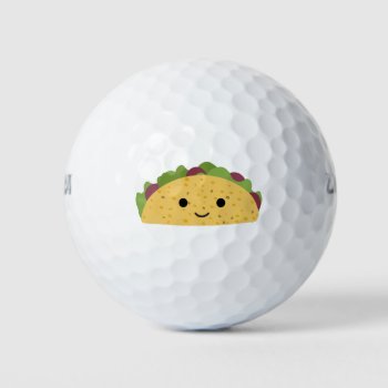 Awesome Cute Cartoon Kawaii Taco Golf Balls by Egg_Tooth at Zazzle