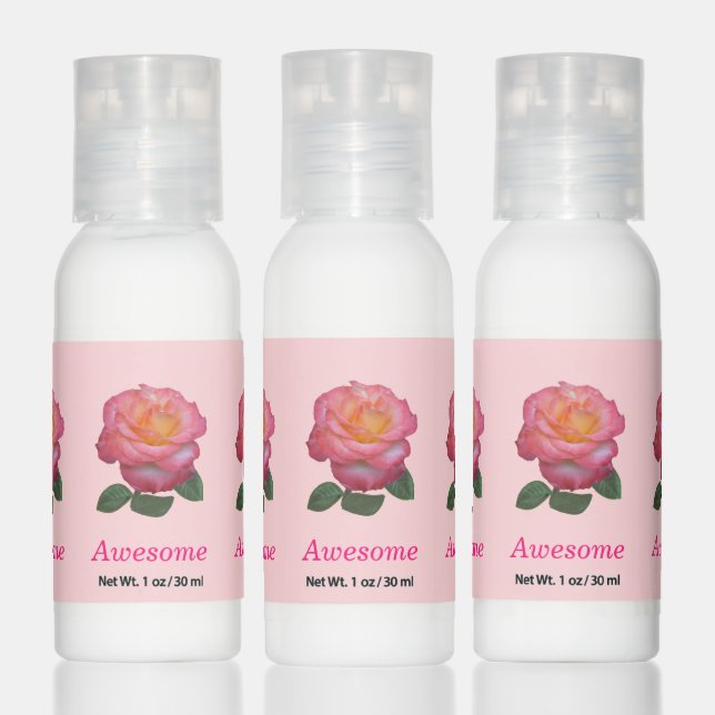 Awesome cute pink rose flower on light pink hand lotion (Set)