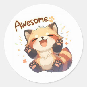 Awesome Cute Red Panda Classic Round Sticker