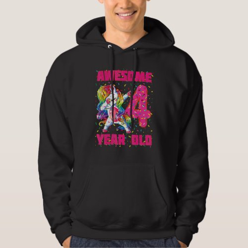 Awesome Dabbing Unicorn Donuts 4th Birthday 4 Yea Hoodie