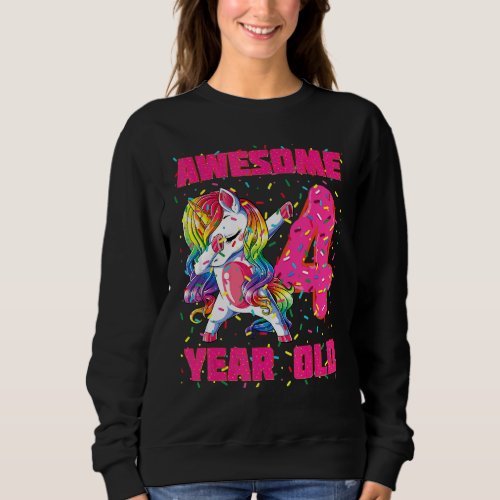 Awesome Dabbing Unicorn Donuts 4th Birthday 4 Yea Sweatshirt