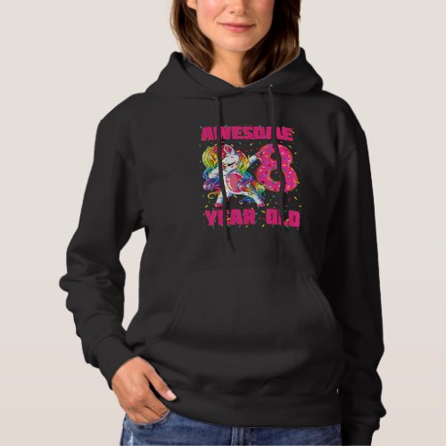 Awesome Dabbing Unicorn Donuts 8th Birthday 8 Yea Hoodie