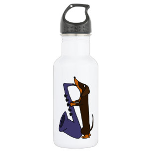 Awesome Dachshund Dog Playing Saxophone Water Bottle