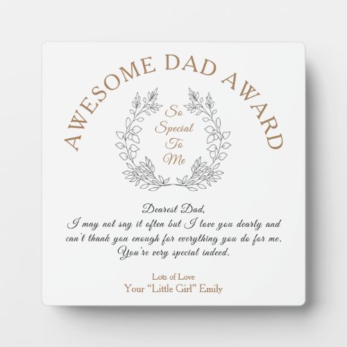 Awesome Dad Award Typography Your Message Gift Plaque