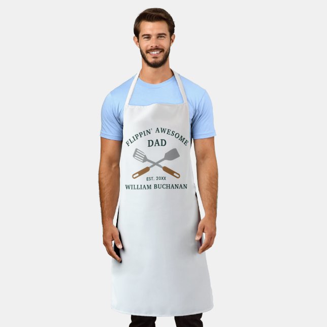 Awesome Dad BBQ Father Grilling Chef  Apron (Worn)