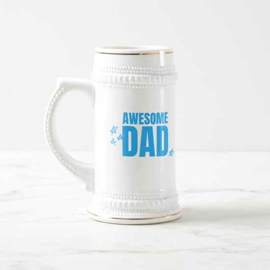 Awesome dad blue text beer stein
