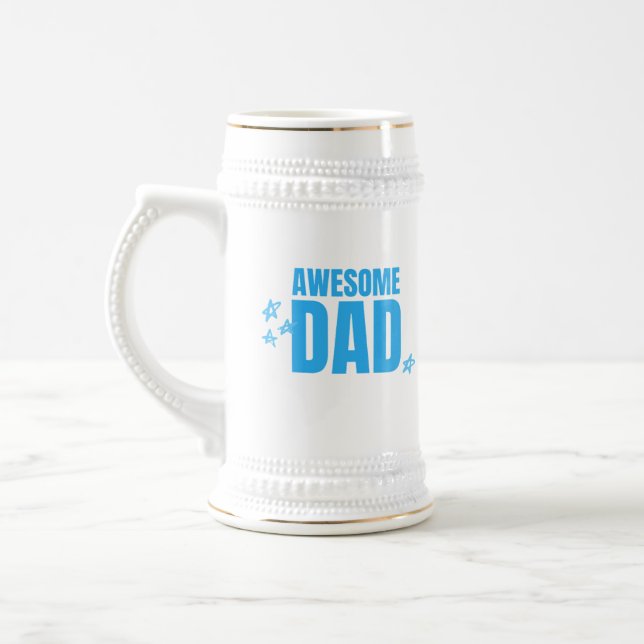 Awesome dad blue text beer stein (Left)