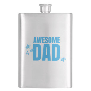 Awesome dad blue text flask