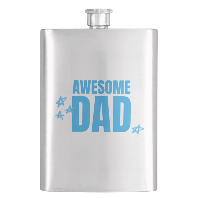 Awesome dad blue text flask (Front)