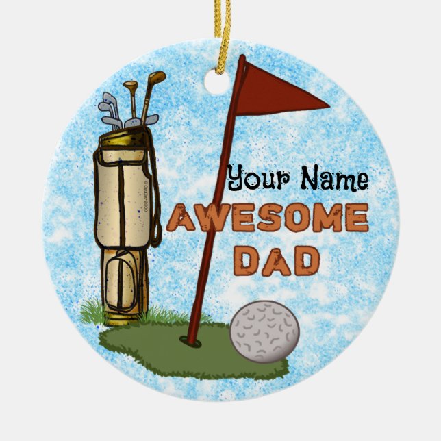 Awesome Dad Golf ornament  (Front)