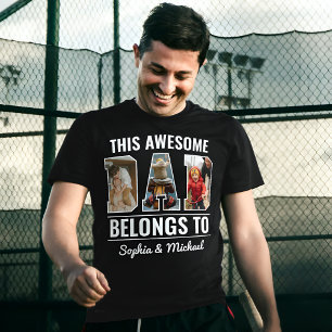 Awesome Dad Personalized Photo Collage & Kids Name T-Shirt