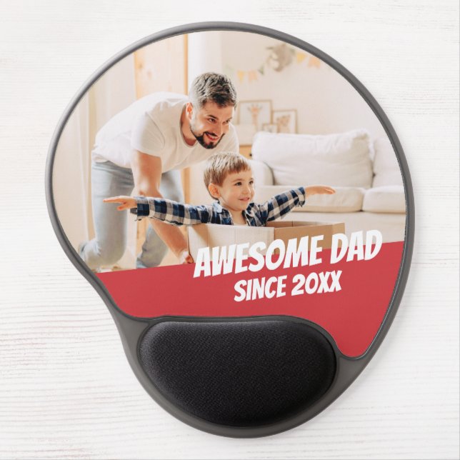 Awesome Dad Since 20XX Modern Cool Simple Gel Mouse Pad (Front)