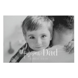 Awesome Dad Since 20XX Modern Simple Elegant Photo Faux Canvas Print