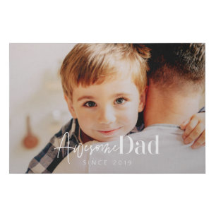 Awesome Dad Since 20XX Modern Simple Elegant Photo Faux Canvas Print